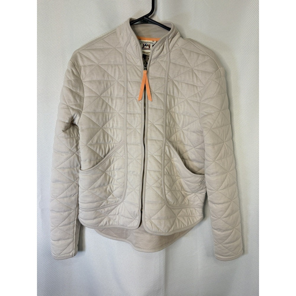 Avalanche Women's Racer Full Zip Quilted Jacket Beige Short Relaxed Fit Size S